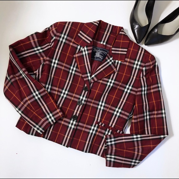 Burberry Jackets & Blazers - SOLD! Burberry Vintage 1980s Red Plaid Blazer